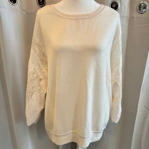 Torrid Super Soft Women Sweater 0X Lace Eyelet Cottage Plush Coquette 20064